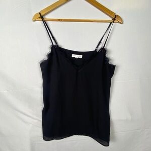 Socialite Women's Sz Medium Camisole Top Black Sculpted V-Neck Adjustable Strap